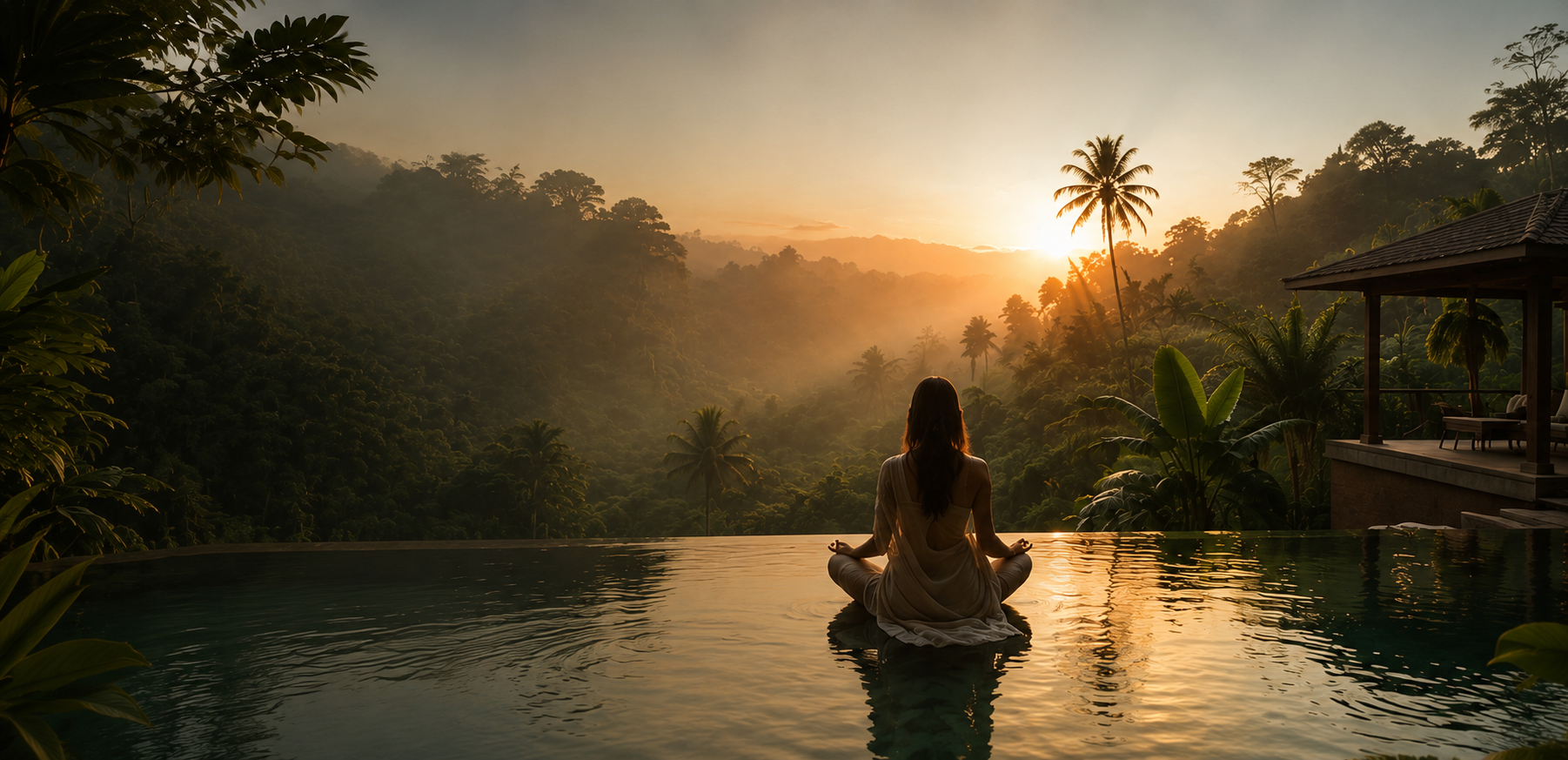 Meditation at sunrise, luxury Ayurveda retreat